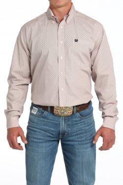 Men's Cinch Basketweave Print Button-Down Western Shirt - Pink
