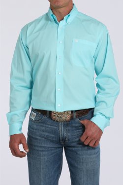 Men's Cinch Solid Button-Down Western Shirt - Turquoise