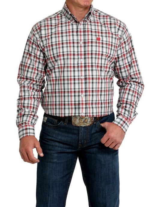 Men's Cinch Long Sleeve Button Plaid Classic Fit Shirt