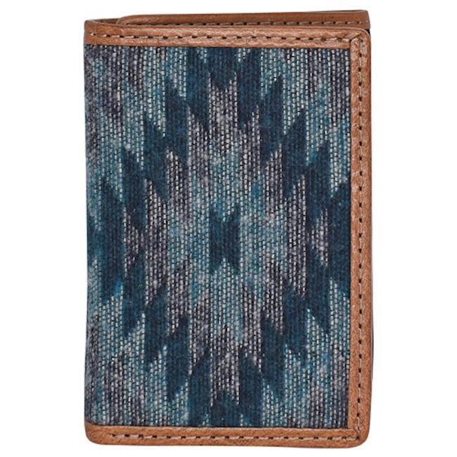 Men's Tony Lama Western Wallet Trifold Leather Blanket Design Brown