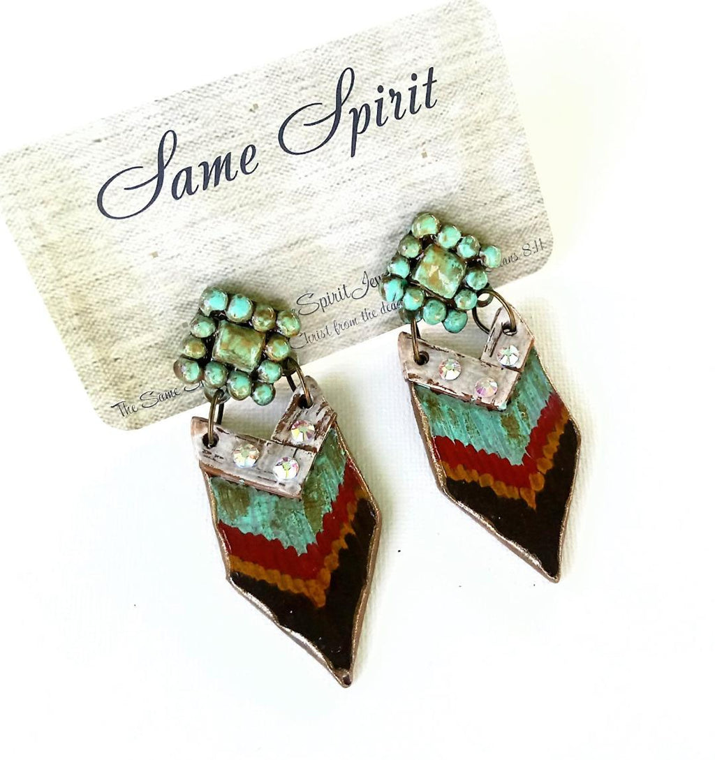 POST BACK EARRINGS - TIP OF THE SPEAR (turquoise stud)