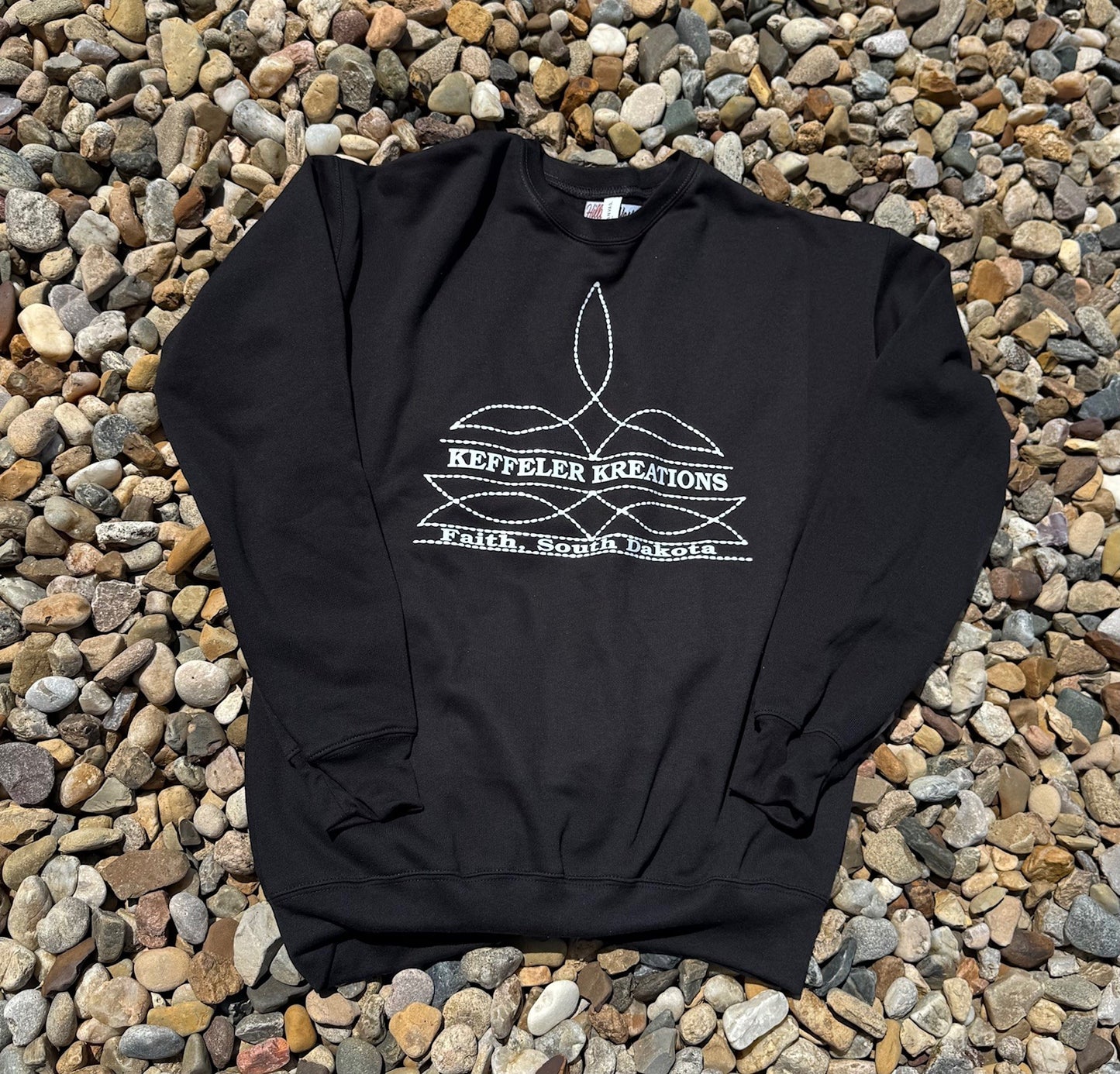 Women's "Keffeler Kreations" Boot Stitch Black Sweatshirt
