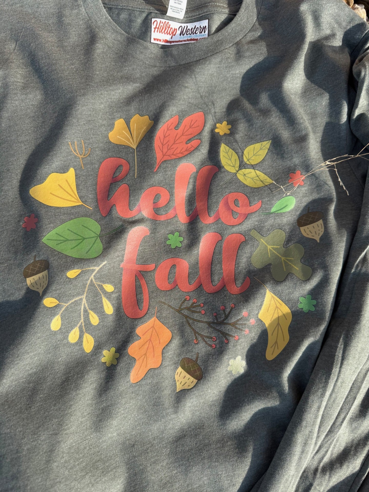 Women's "FALL" Heather Green Long Sleeve