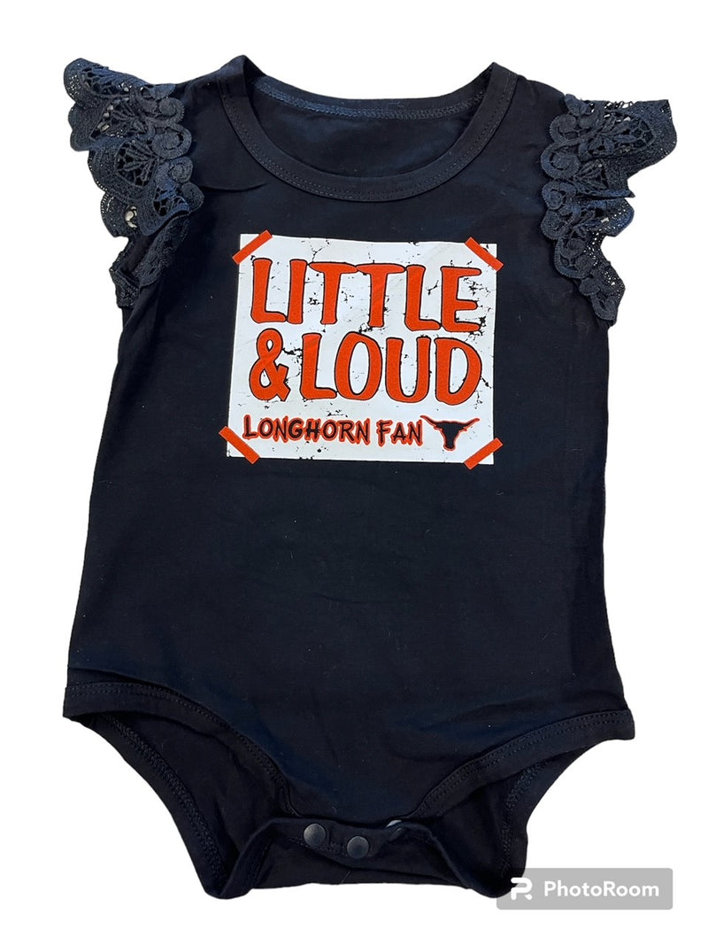 "LITTLE & LOUD" Infant Longhorn Ruffle Onesie