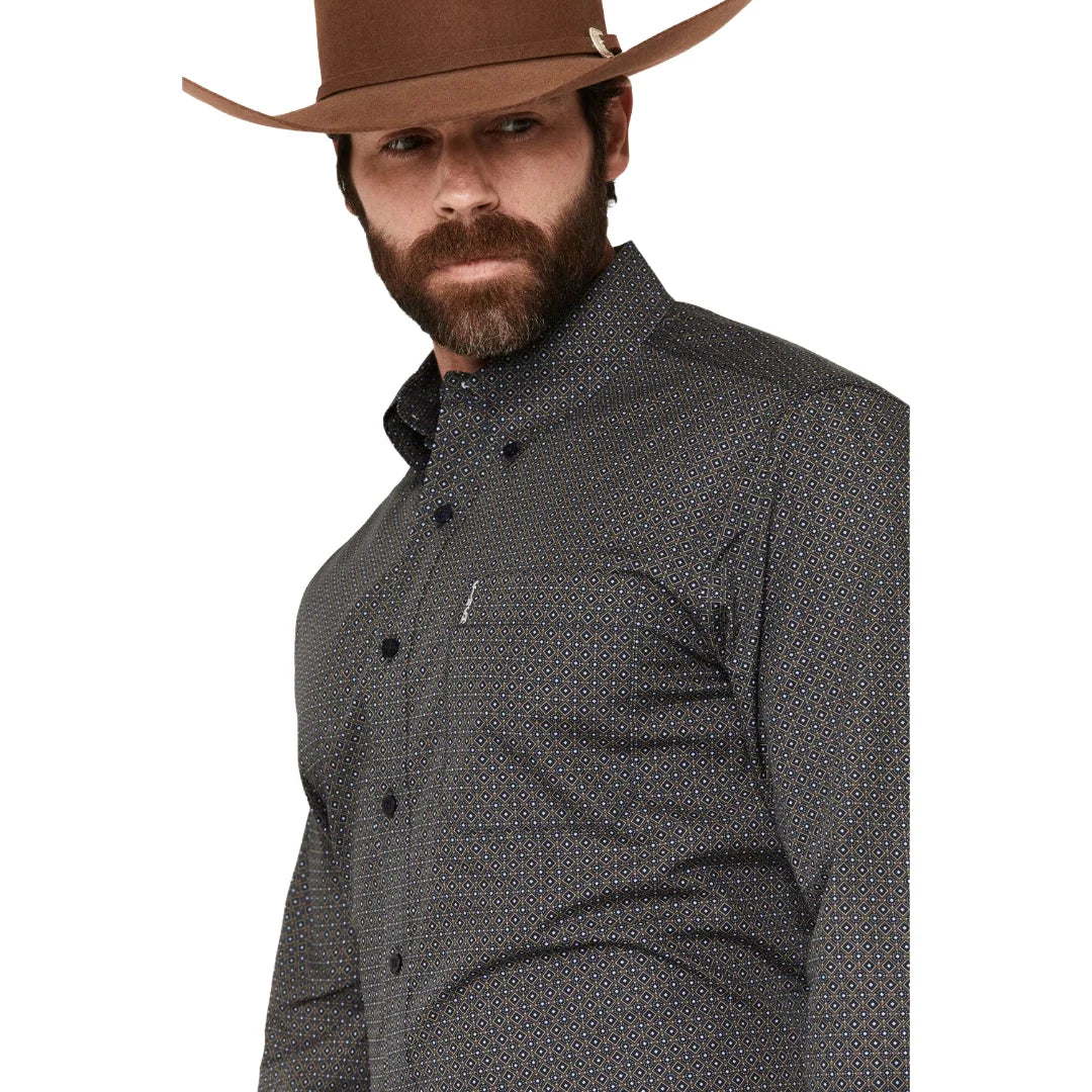 Men's Cinch Modern Print Navy Button Down Shirt