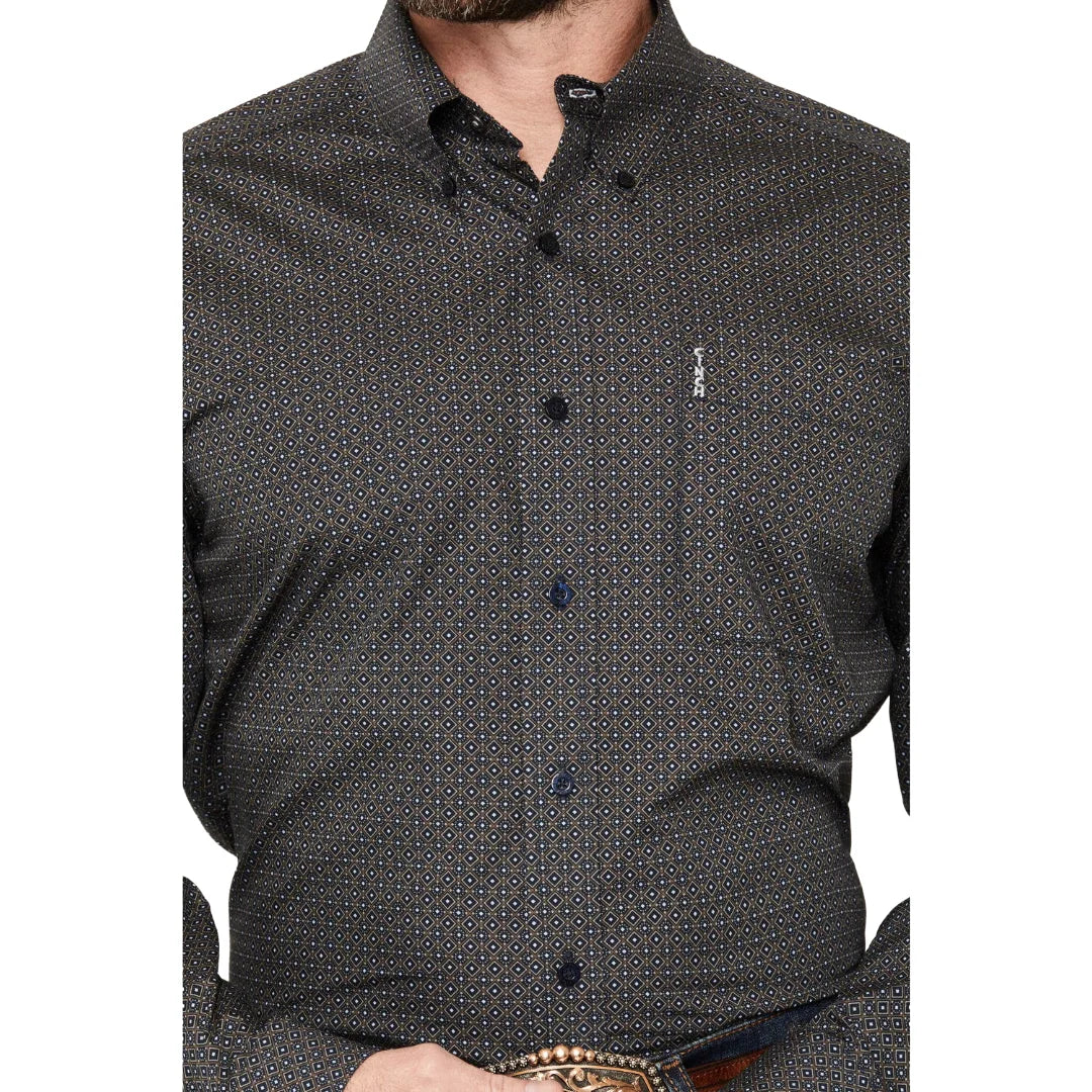 Men's Cinch Modern Print Navy Button Down Shirt