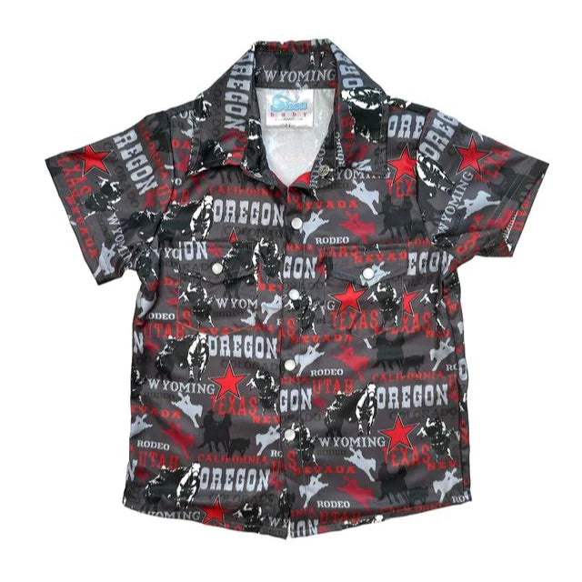 Boy's Shea Baby Rodeo Road Black S/S Pearl Snap Shirt