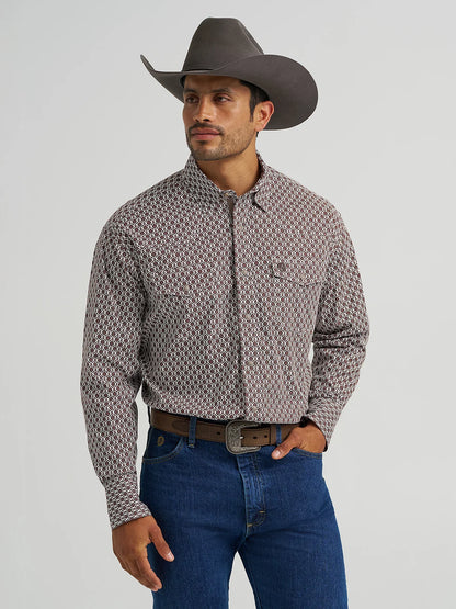 Men's Wrangler George Strait Troubadour Long Sleeve - Brown Multi