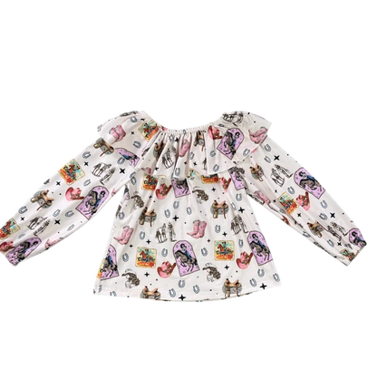 Girl's Shea Baby Pink Vintage Cowgirl L/S Shirt