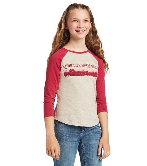 Girl's Ariat REAL Long Live Farm Girl Raglan Sleeve Graphic T-Shirt