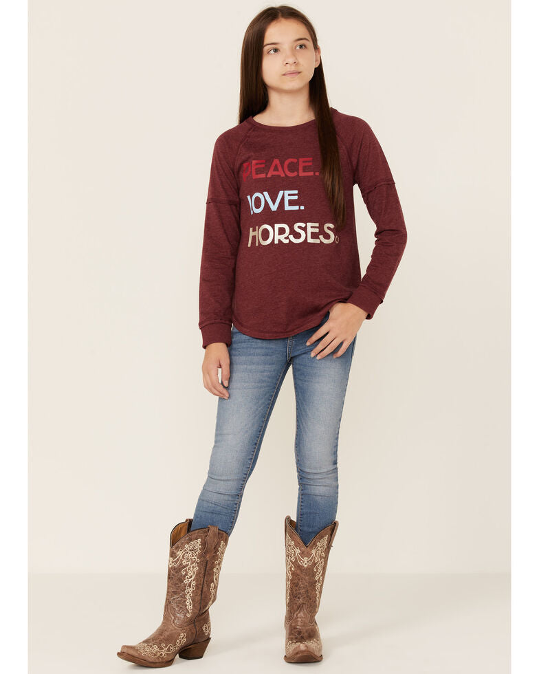 Girl's Cruel  Peace, Love, & Horses Long Sleeve T-Shirt