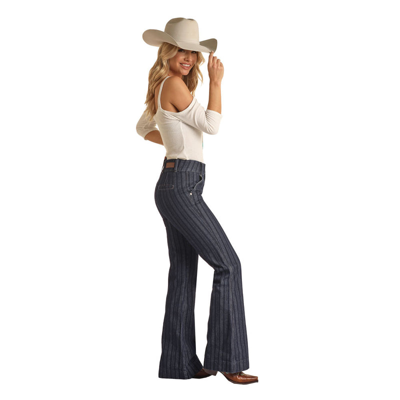 Women's Rock & Roll High Rise Stripe Jacquard Trouser Jean