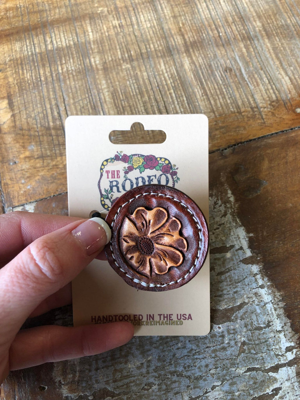 The Rodeo Rose Hand Tooled Leather Hair Ties