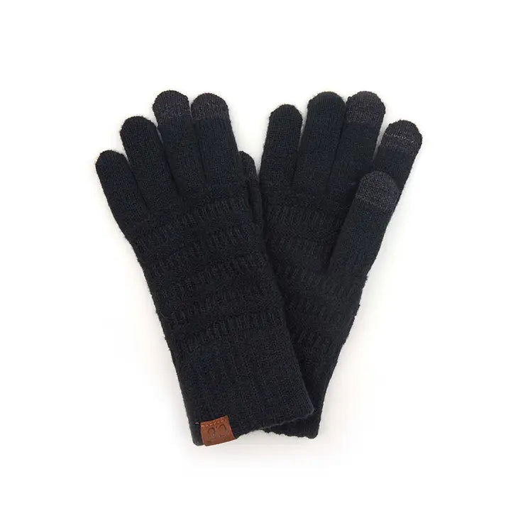 C.C Solid Ribbed Knit Glove