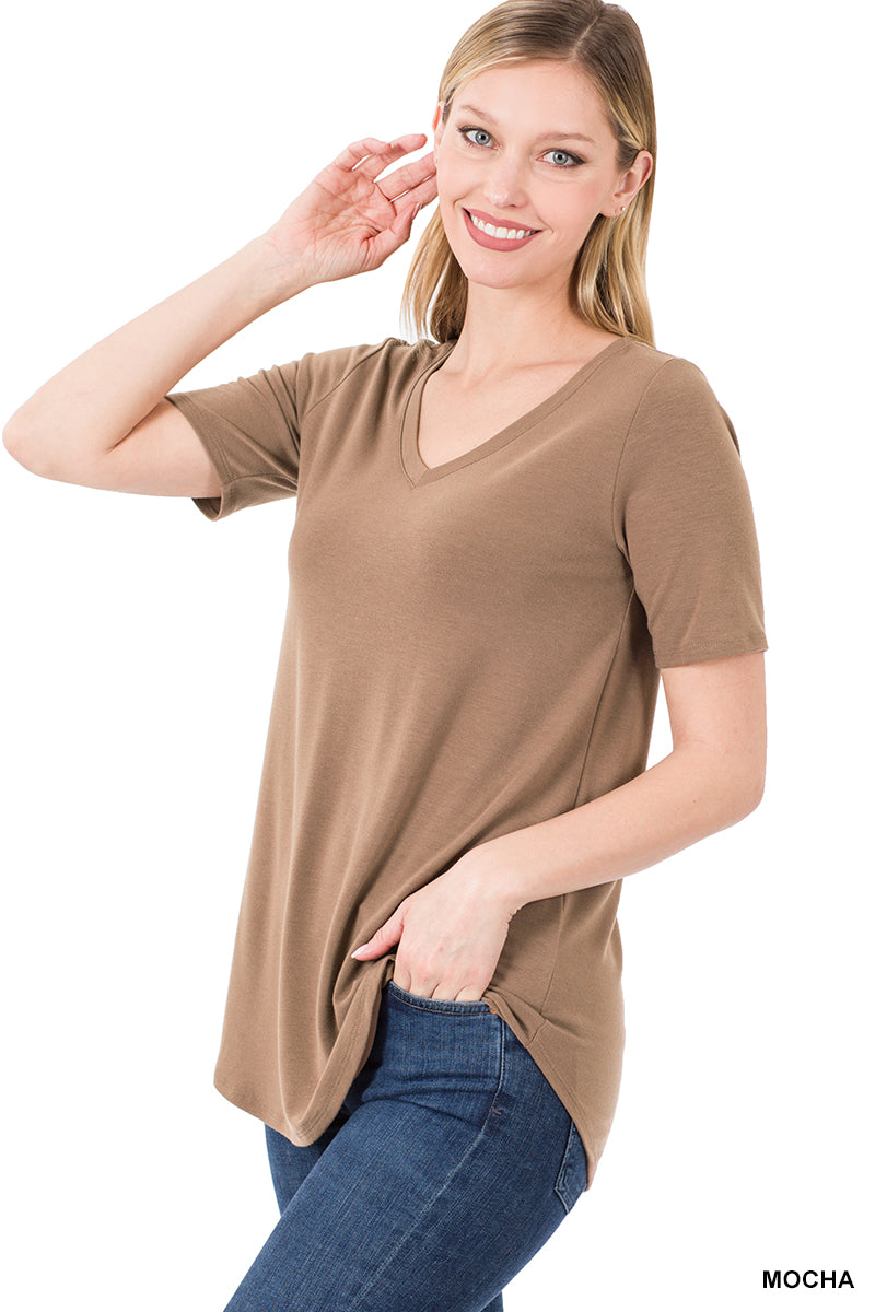 Women's Plus Short Sleeve V-Neck Top