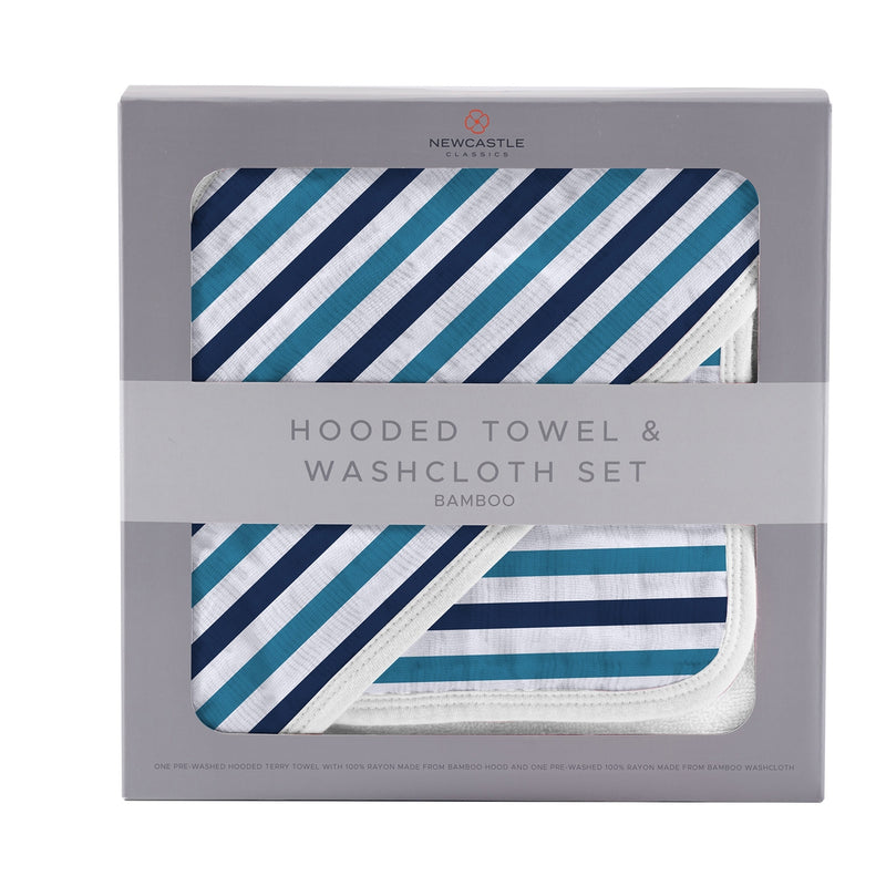 Baby Blue and White Stripe Hooded Towel
