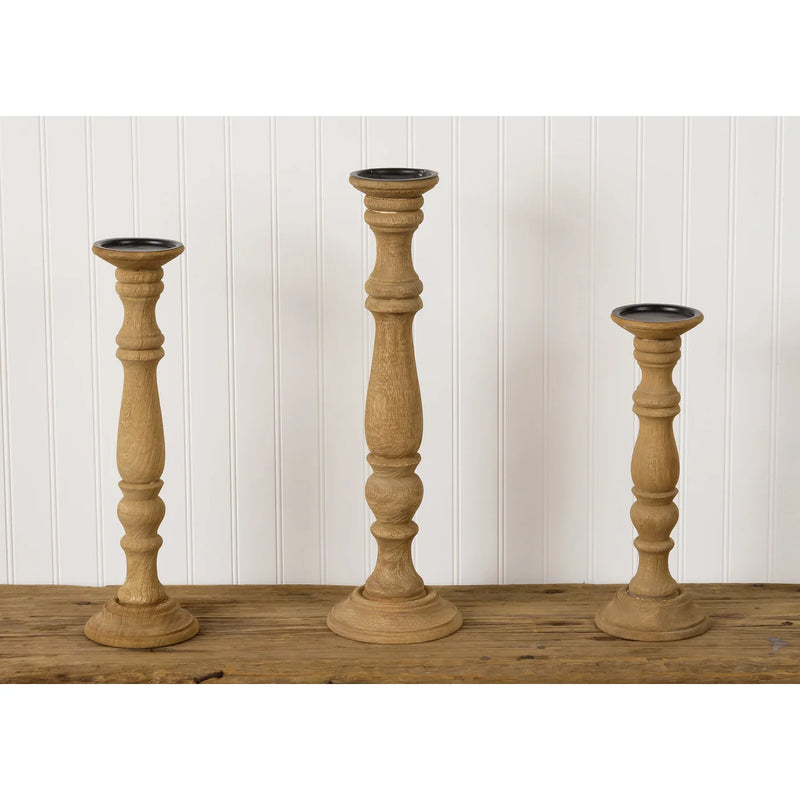 Audrey's Raw Wood Candle Holders Set of 3