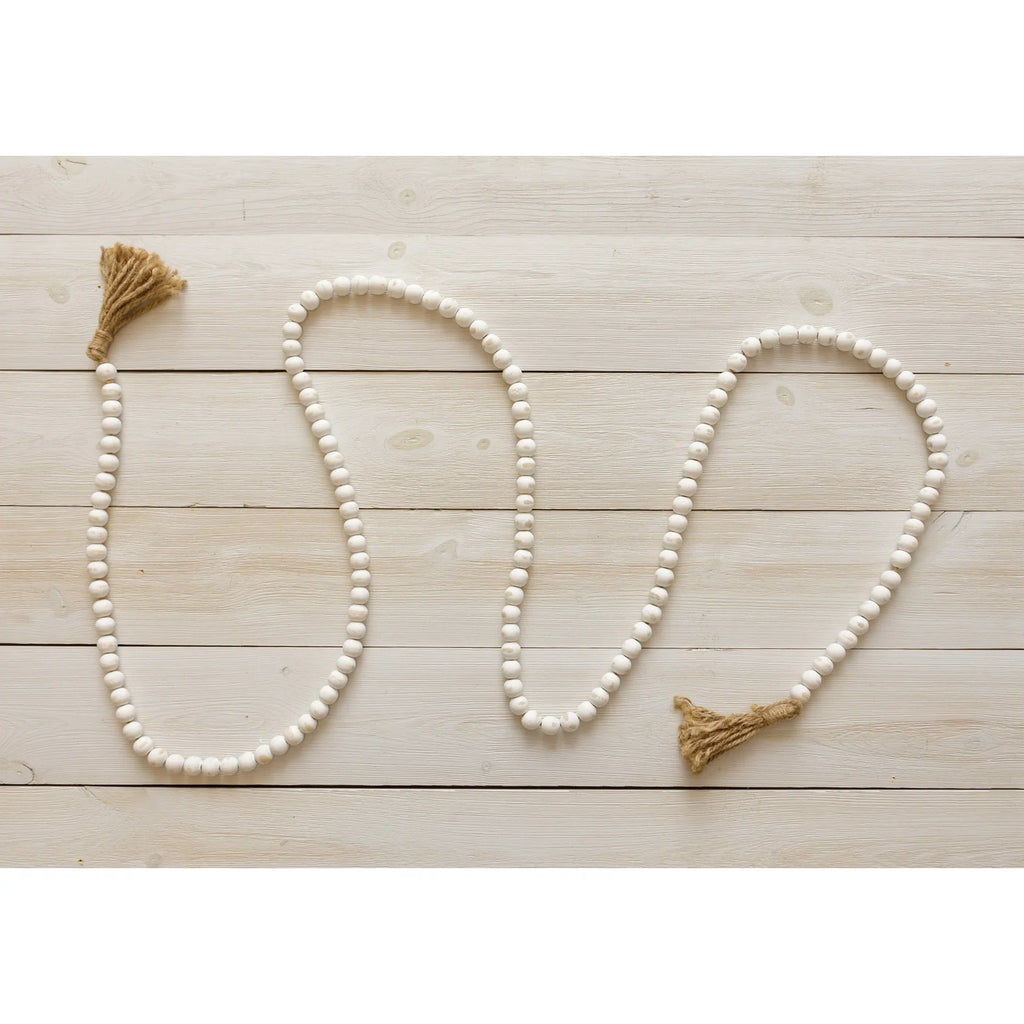 Audrey's Distressed White Farmhouse Beads With Tassels