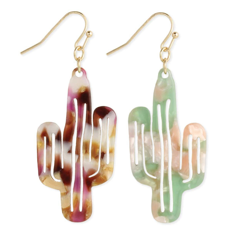 Marbled Resin Cactus Earrings
