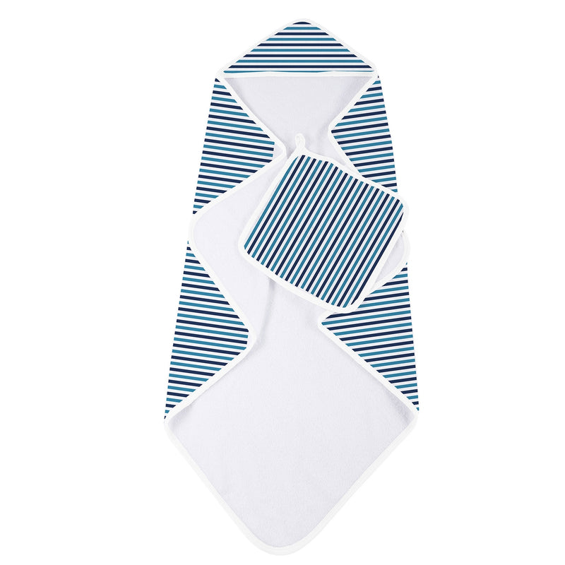 Baby Blue and White Stripe Hooded Towel