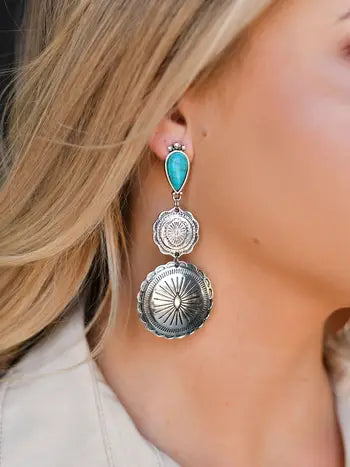 West & Co. Double Concho Earring on Turquoise Post