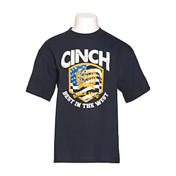 Cinch® Youth Boy's Navy Best In The West Logo T-Shirt