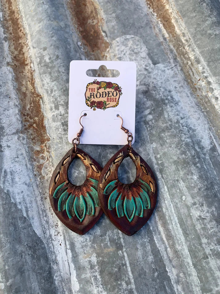 The Rodeo Rose The Dale Hand Tooled Leather Earrings