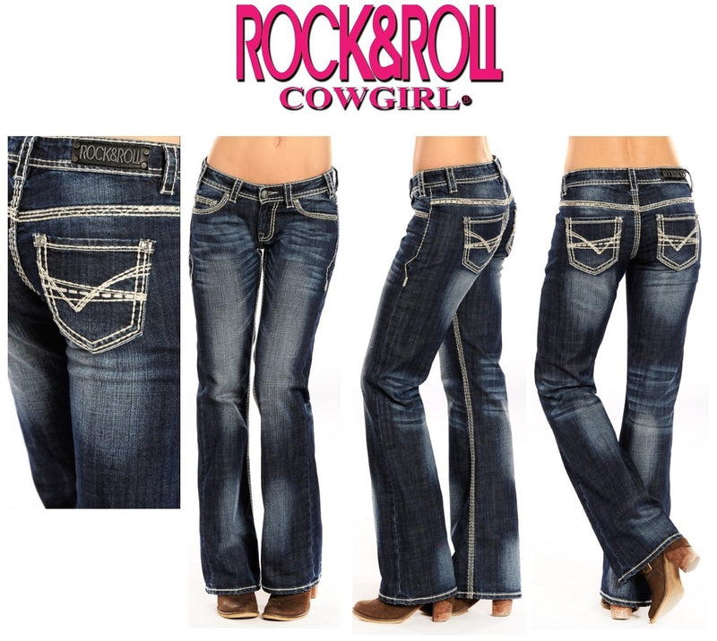 Women's Rock & Roll Cowgirl® Dark Vintage Denim Bootcut Jeans