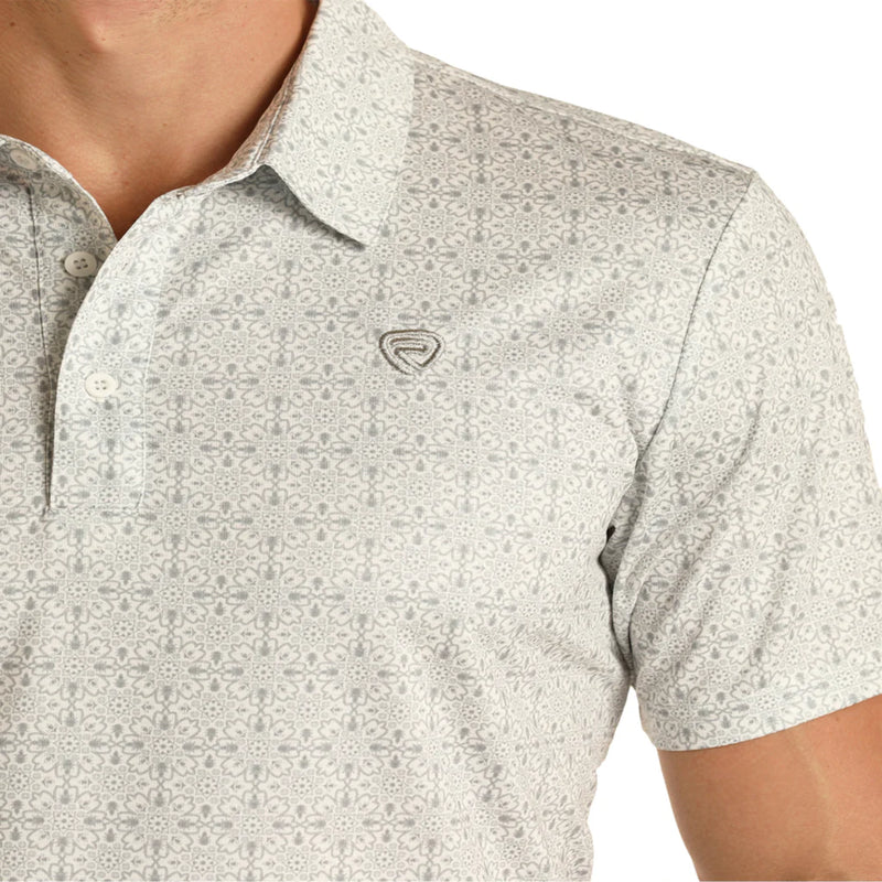 Men's Rock & Roll White Solid Print Polo
