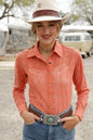 WOMEN'S CRUEL Denim LACE BUTTON-DOWN WESTERN SHIRT