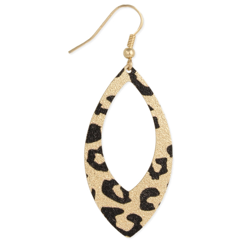 Leopard Print Pointed Oval Earrings