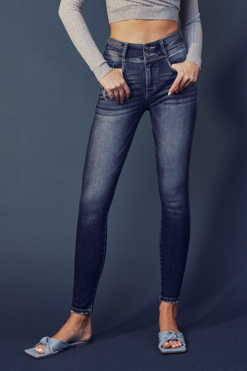 Women's Kancan High Rise Double Button Skinny Jeans