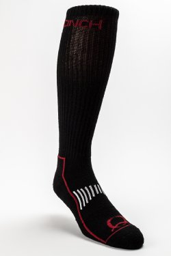 MEN'S CINCH BLACK AND RED BOOT SOCKS