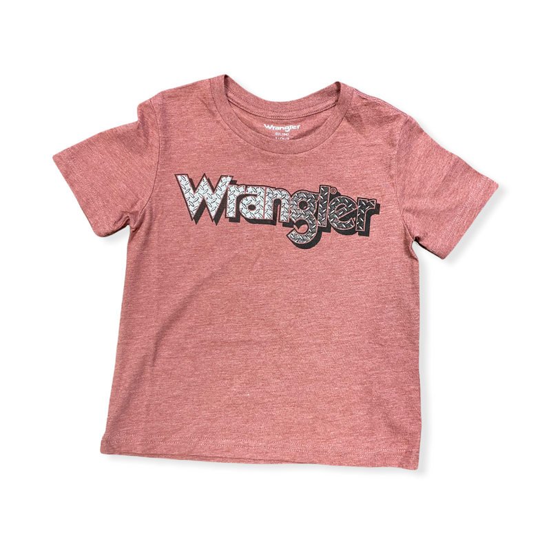 Boy's Wrangler Heather Red with Diamond Plate Logo Short Sleeve T-Shirt